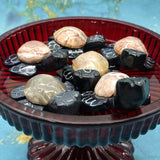 Natural Marble Stone Black Sea Turtles (set of 2 stone figure approx. 2+ inches) Carved Marble Turtle Figurines for coastal home shelf decor!