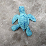 Small Metal Aqua Blue Sea Turtle Figurine (1 turtle figure approx. 3.75+ inches) Small Iron Blue Sea Turtle for coastal home decor & gifts!