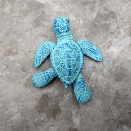 Small Metal Aqua Blue Sea Turtle Figurine (1 turtle figure approx. 3.75+ inches) Small Iron Blue Sea Turtle for coastal home decor & gifts!