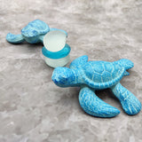 Small Metal Aqua Blue Sea Turtle Figurine (1 turtle figure approx. 3.75+ inches) Small Iron Blue Sea Turtle for coastal home decor & gifts!