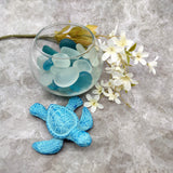 Small Metal Aqua Blue Sea Turtle Figurine (1 turtle figure approx. 3.75+ inches) Small Iron Blue Sea Turtle for coastal home decor & gifts!