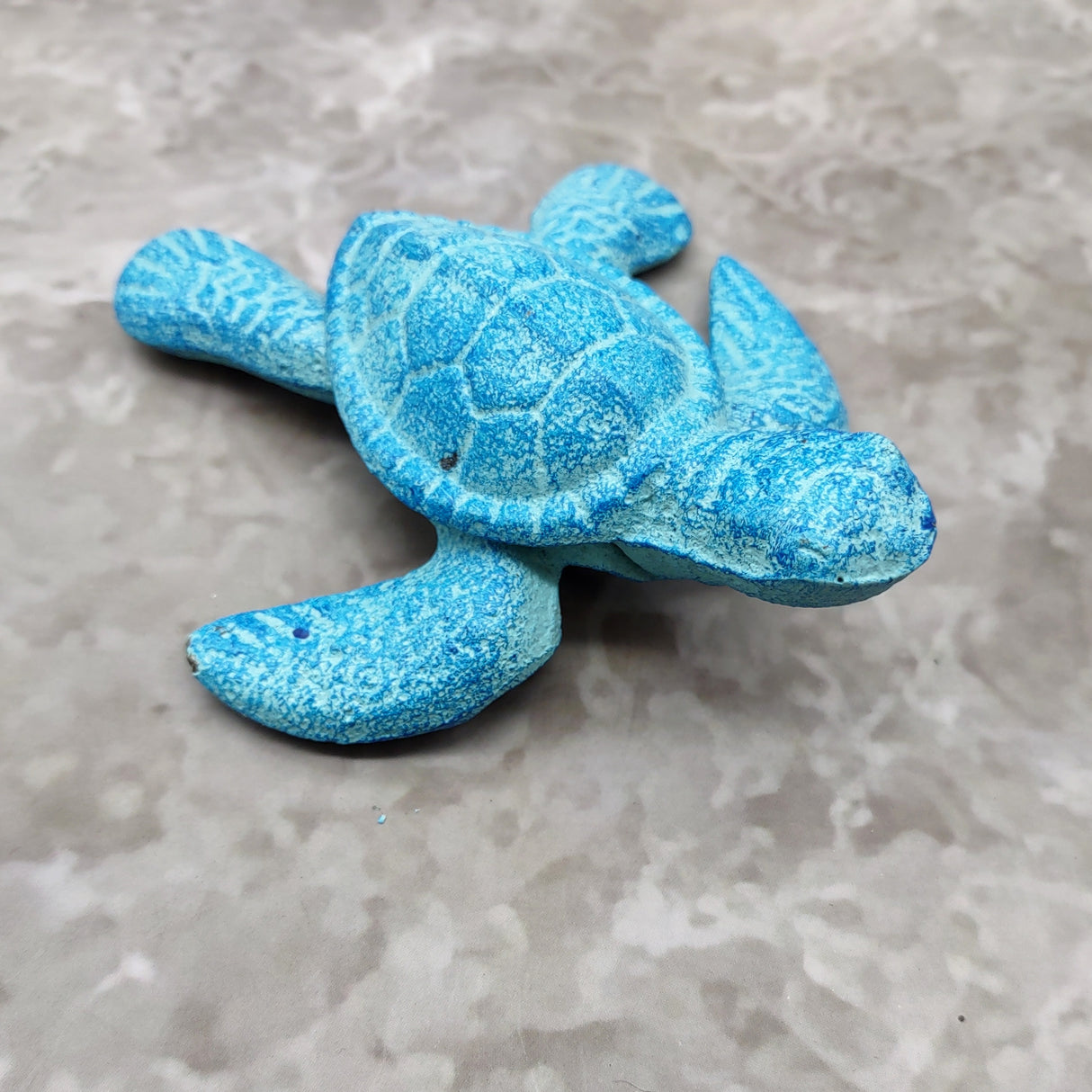 Small Metal Aqua Blue Sea Turtle Figurine (1 turtle figure approx. 3.75+ inches) Small Iron Blue Sea Turtle for coastal home decor & gifts!