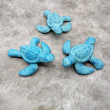 Small Metal Aqua Blue Sea Turtle Figurine (1 turtle figure approx. 3.75+ inches) Small Iron Blue Sea Turtle for coastal home decor & gifts!