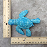 Small Metal Aqua Blue Sea Turtle Figurine (1 turtle figure approx. 3.75+ inches) Small Iron Blue Sea Turtle for coastal home decor & gifts!