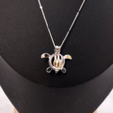 Sea Turtle Pearl Locket Necklace Kit Silver Tone (approx. 17.5+ inches AROUND) Fun Sea Turtle Pearl Pendant Necklace Jewelry Kit to gift!