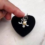 Sea Turtle Pearl Locket Necklace Kit Silver Tone (approx. 17.5+ inches AROUND) Fun Sea Turtle Pearl Pendant Necklace Jewelry Kit to gift!