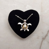 Sea Turtle Pearl Locket Necklace Kit Silver Tone (approx. 17.5+ inches AROUND) Fun Sea Turtle Pearl Pendant Necklace Jewelry Kit to gift!