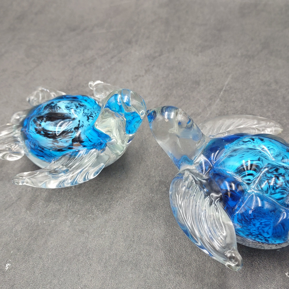 Glass Sea Turtle Figurine Ocean Blue (1 figure approx. 4.5 inches long) Blue Glass Sea Turtle for coastal home decor charm & collecting!