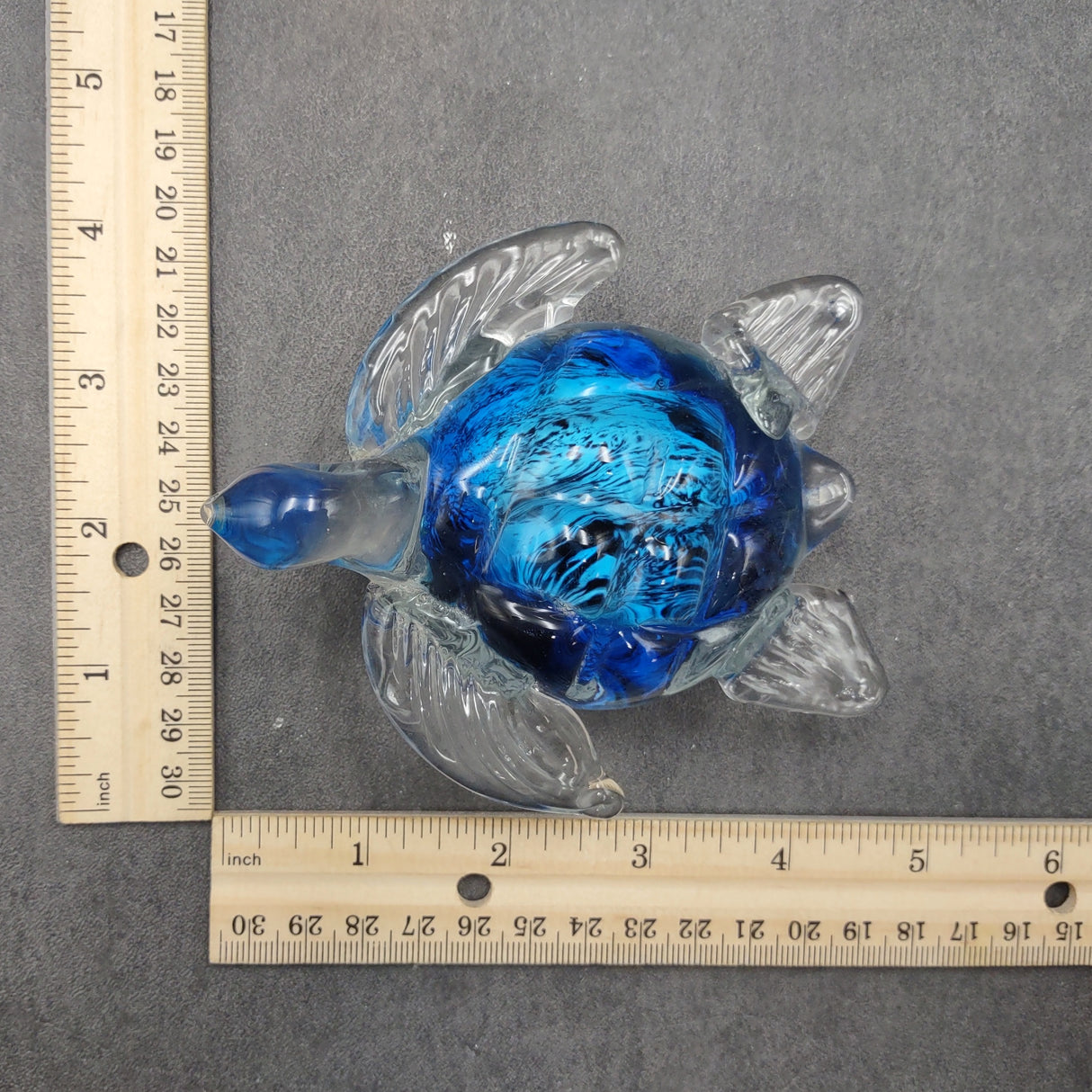 Glass Sea Turtle Figurine Ocean Blue (1 figure approx. 4.5 inches long) Blue Glass Sea Turtle for coastal home decor charm & collecting!