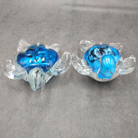 Glass Sea Turtle Figurine Ocean Blue (1 figure approx. 4.5 inches long) Blue Glass Sea Turtle for coastal home decor charm & collecting!
