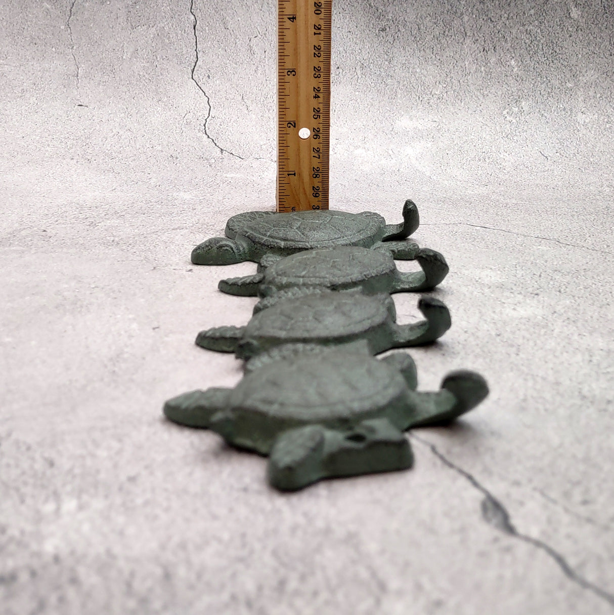 Sea Turtle Family Wall Hook Rack Cast Iron Green Patina (1 hook rack approx. 10 inches) Green Sea Turtle Hook Rack for coastal decor!