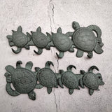 Sea Turtle Family Wall Hook Rack Cast Iron Green Patina (1 hook rack approx. 10 inches) Green Sea Turtle Hook Rack for coastal decor!