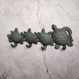 Sea Turtle Family Wall Hook Rack Cast Iron Green Patina (1 hook rack approx. 10 inches) Green Sea Turtle Hook Rack for coastal decor!