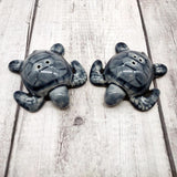 Sea Turtle Salt Pepper Shaker Set Dark Blue White (1 shaker set approx. 3 inches) Blue Sea Turtle Spice Shaker Set for kitchen or table!