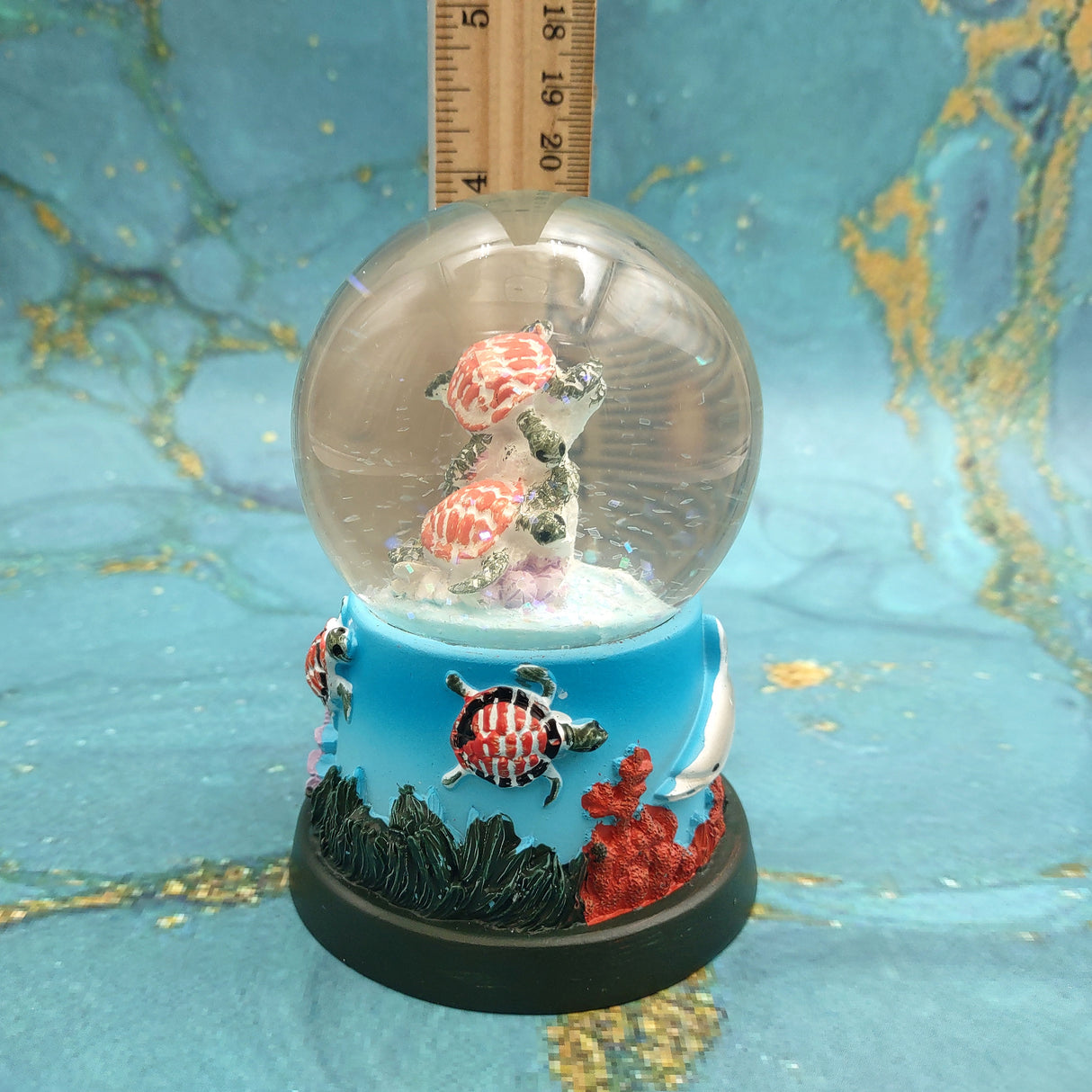 Brown Sea Turtle Seasonal Holiday Water Globe (1 globe approx. 4+ inches tall) Decorative Brown Sea Turtles Water Globe for coastal display!