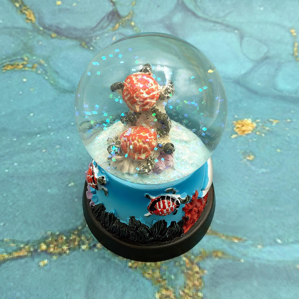 Brown Sea Turtle Seasonal Holiday Water Globe (1 globe approx. 4+ inches tall) Decorative Brown Sea Turtles Water Globe for coastal display!