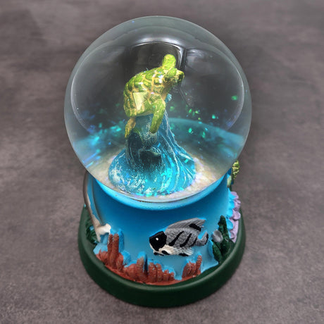 Green Sea Turtle Seasonal Holiday Water Globe (1 globe approx. 4+ inches tall) Charming Brown Sea Turtle Wave Globe for coastal display!
