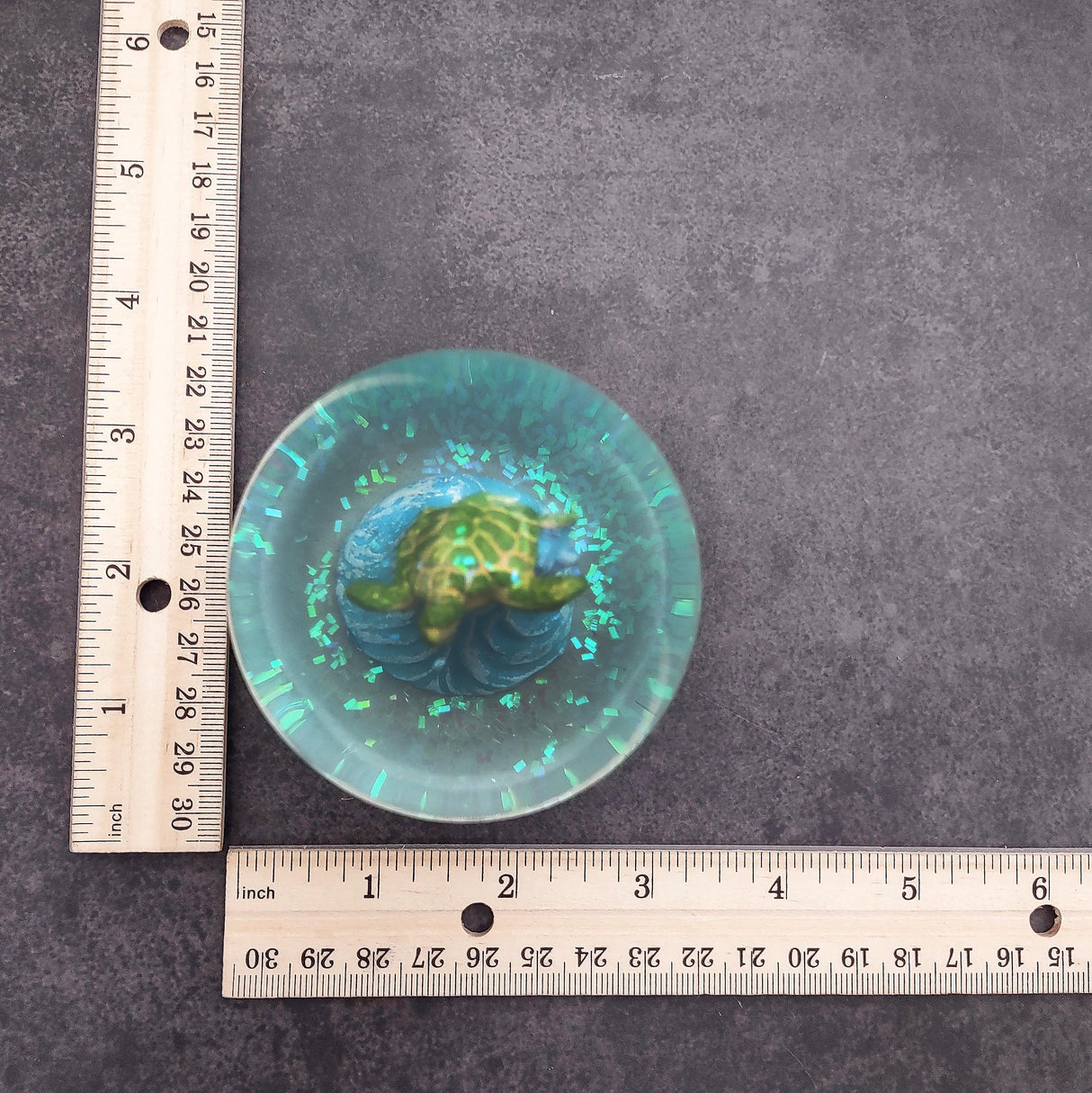 Green Sea Turtle Seasonal Holiday Water Globe (1 globe approx. 4+ inches tall) Charming Brown Sea Turtle Wave Globe for coastal display!