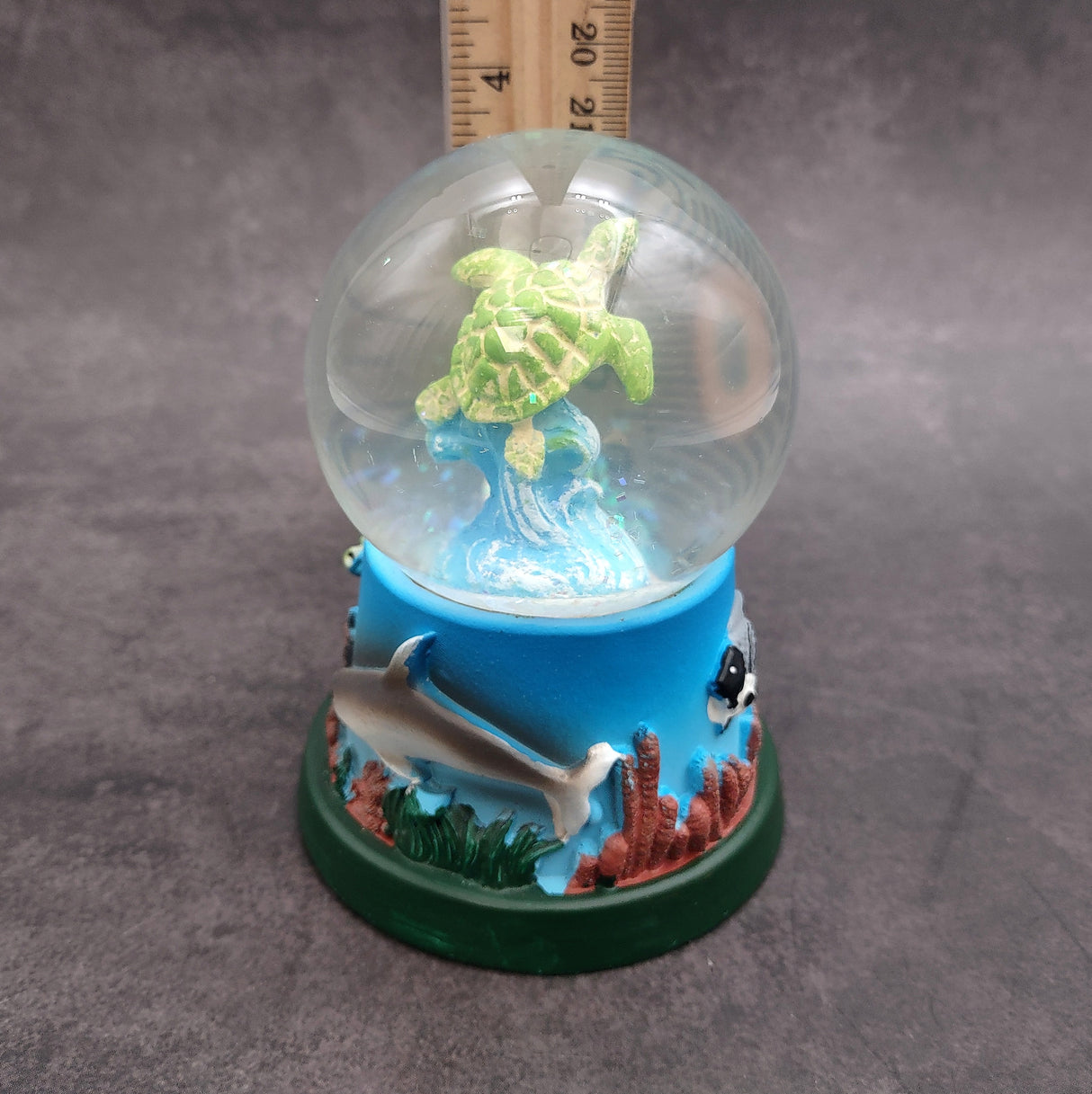 Green Sea Turtle Seasonal Holiday Water Globe (1 globe approx. 4+ inches tall) Charming Brown Sea Turtle Wave Globe for coastal display!