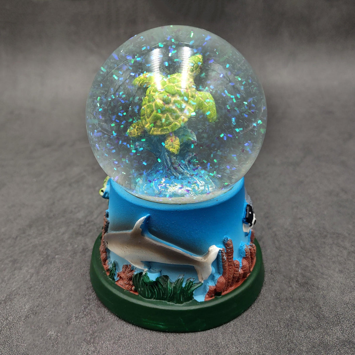 Green Sea Turtle Seasonal Holiday Water Globe (1 globe approx. 4+ inches tall) Charming Brown Sea Turtle Wave Globe for coastal display!