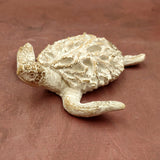 White Sea Turtle Tan Coral Shell Figurine (1 figure approx. 4+ inches) Rough White Tan Sea Turtle Statuette for decor gifts & collecting!