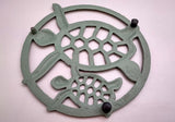 Sea Turtle Trivet Cast Iron Green Gold Weathered Hot Pad (1 trivet approx. 7 inches) Green Sea Turtle Pair Trivet for coastal dining table!