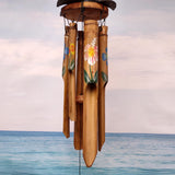Painted Coconut Sea Turtle Bamboo Windchime Blue Dot (1 chime approx. 30 x 5 inches) Hanging Painted Sea Turtle Chime for patio decor!