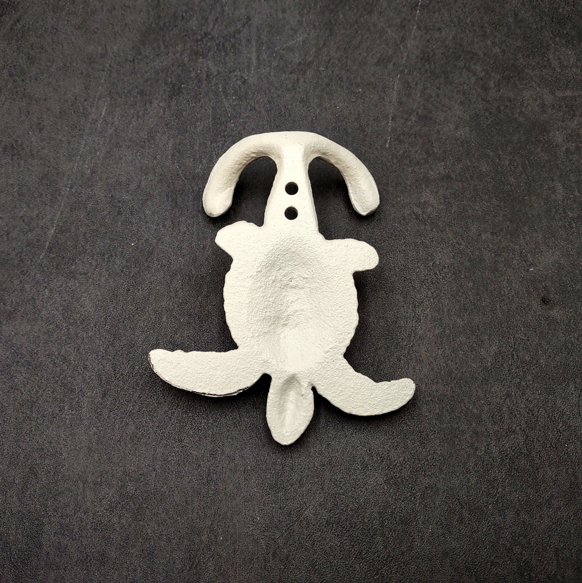 Cast Iron Sea Turtle Wall Hooks White Distressed (1 metal hook approx. 4.75+ inches) White Sea Turtle Double Wall Hook for coastal decor!