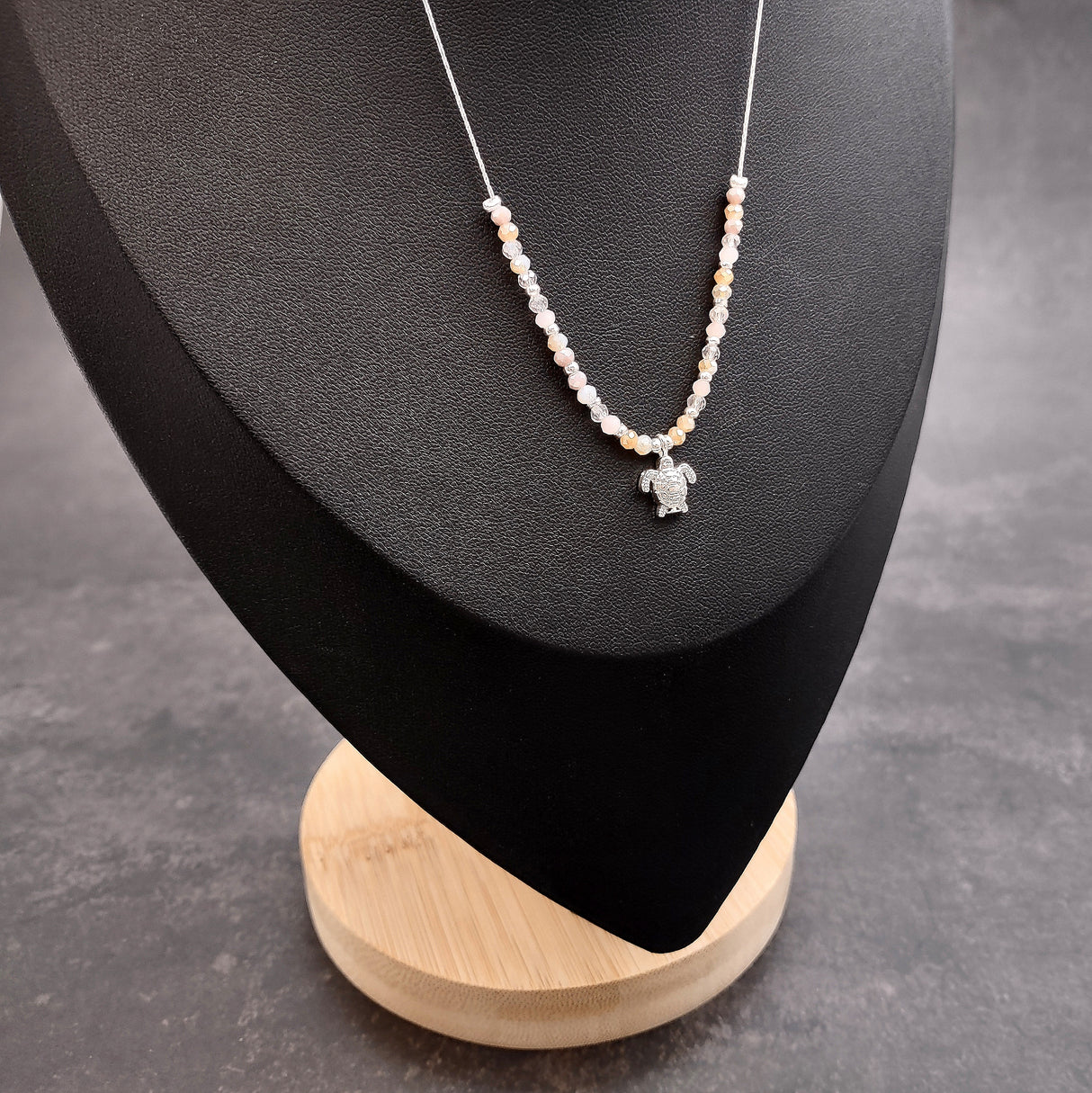 Sea Turtle Charm Necklace Pink Purple Orange Beads Silver Color (approx. 14+ inches AROUND) Sea Turtle Necklace Jewelry for seaside wear!