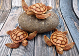 Sea Turtle Figurine Brown Wood Style (1 turtle approx. 5+ inches) Resin Sea Turtle Figure for coastal beach home display & decoration!