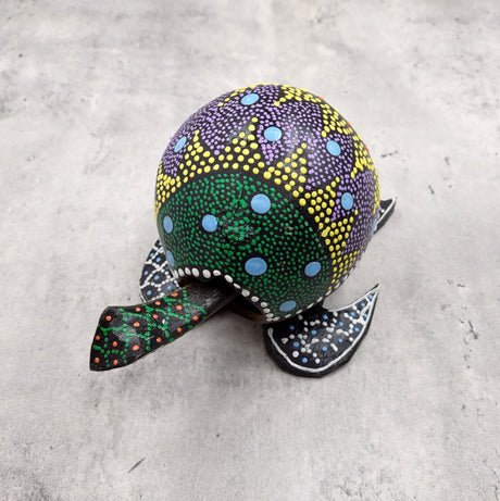 Painted Coconut Sea Turtle Bobblehead Handmade Purple Dot (1 sea turtle approx. 6.5 inches) Painted Coconut Sea Turtle for home décor!