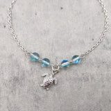 Sea Turtle Anklet Aqua Blue Beads Silver Color (approx. 9+ inches AROUND) Cute Blue Sea Turtle Charm Anklet for any beachy outfit!
