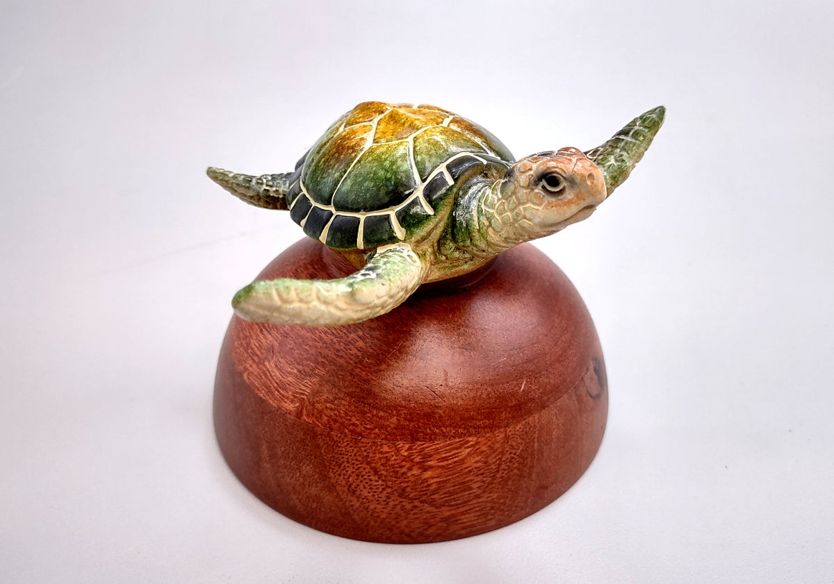 Green Sea Turtle Figurine Painted Resin (1 turtle approx. 4 inches long) Green Painted Resin Sea Turtle Figure for coastal home décor!