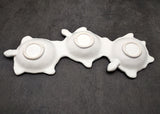 Sea Turtle Light Blue Connected Trio Plate (1 dish approx. 13.5+ inches wide) Light Aqua Sea Turtle Ceramic Dish for coastal table charm!