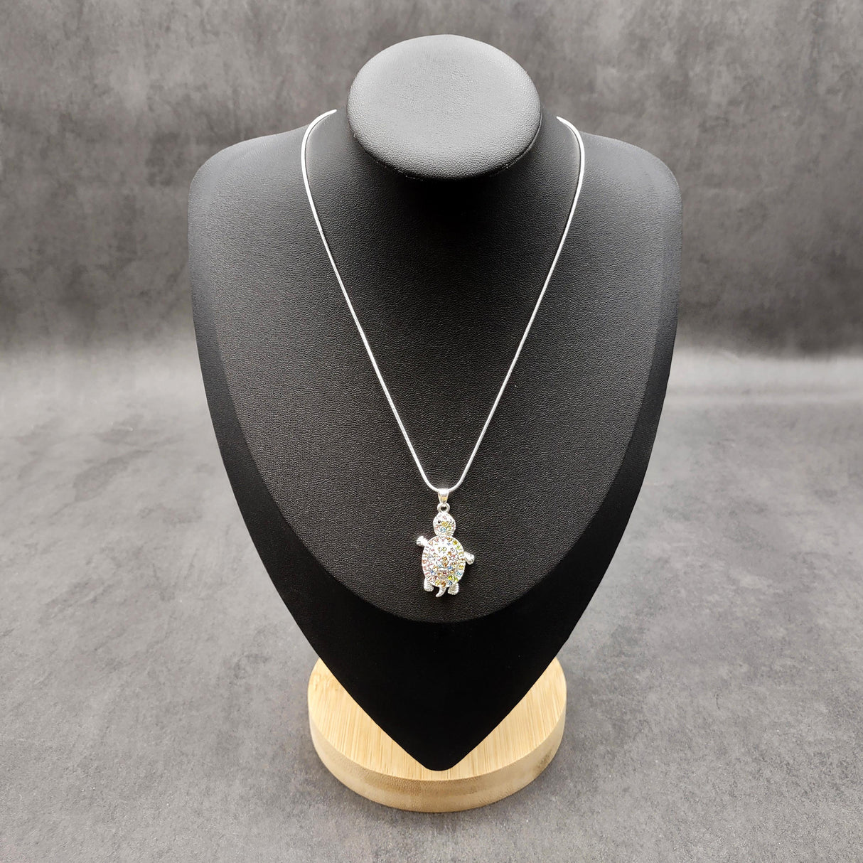 Multi Color Sea Turtle Necklace Rhinestone Pendant (approx. 16+ inches AROUND) Colorful Sea Turtle Jewelry a gift for ocean life enthusiast!