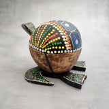 Painted Coconut Sea Turtle Bobblehead Handmade Blue Dot (1 sea turtle approx. 6.5 inches) Painted Coconut Sea Turtle Figure for home décor!