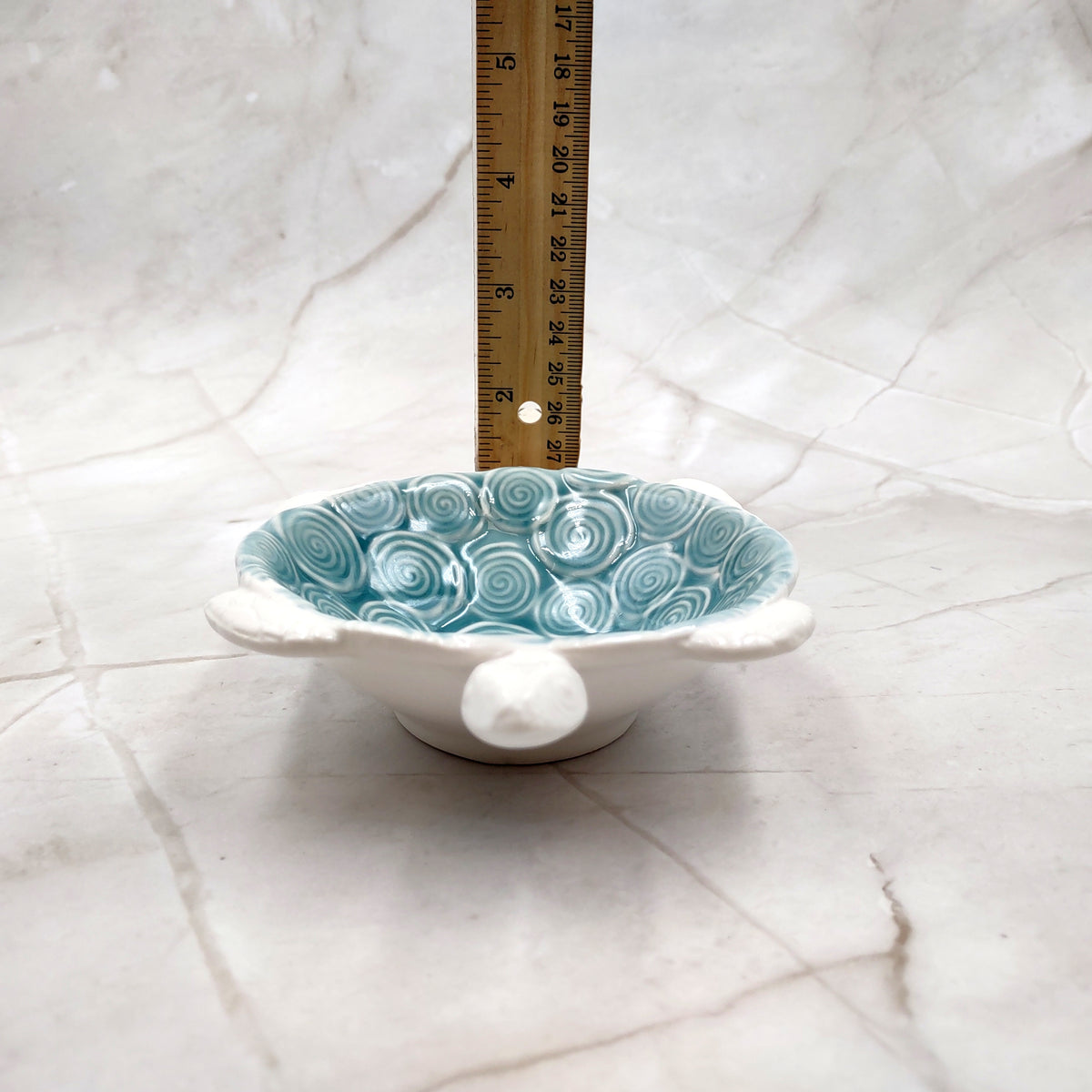 Sea Turtle Light Blue White Bowl (1 dish approx. 5.5+ inches) Blue White Sea Turtle Ceramic Dish for gifting jewelry trinkets & candy!