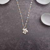 Sea Turtle Necklace Blue Gold Color (1 necklace approx. 16+ inches AROUND) Gold Tone Light Blue Sea Turtle charm necklace for gifting!