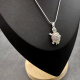 Multi Color Sea Turtle Necklace Rhinestone Pendant (approx. 16+ inches AROUND) Colorful Sea Turtle Jewelry a gift for ocean life enthusiast!