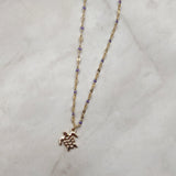 Sea Turtle Necklace Purple Gold Color (1 necklace approx. 16+ inches AROUND) Elegant Gold Tone Violet Sea Turtle charm necklace gift!
