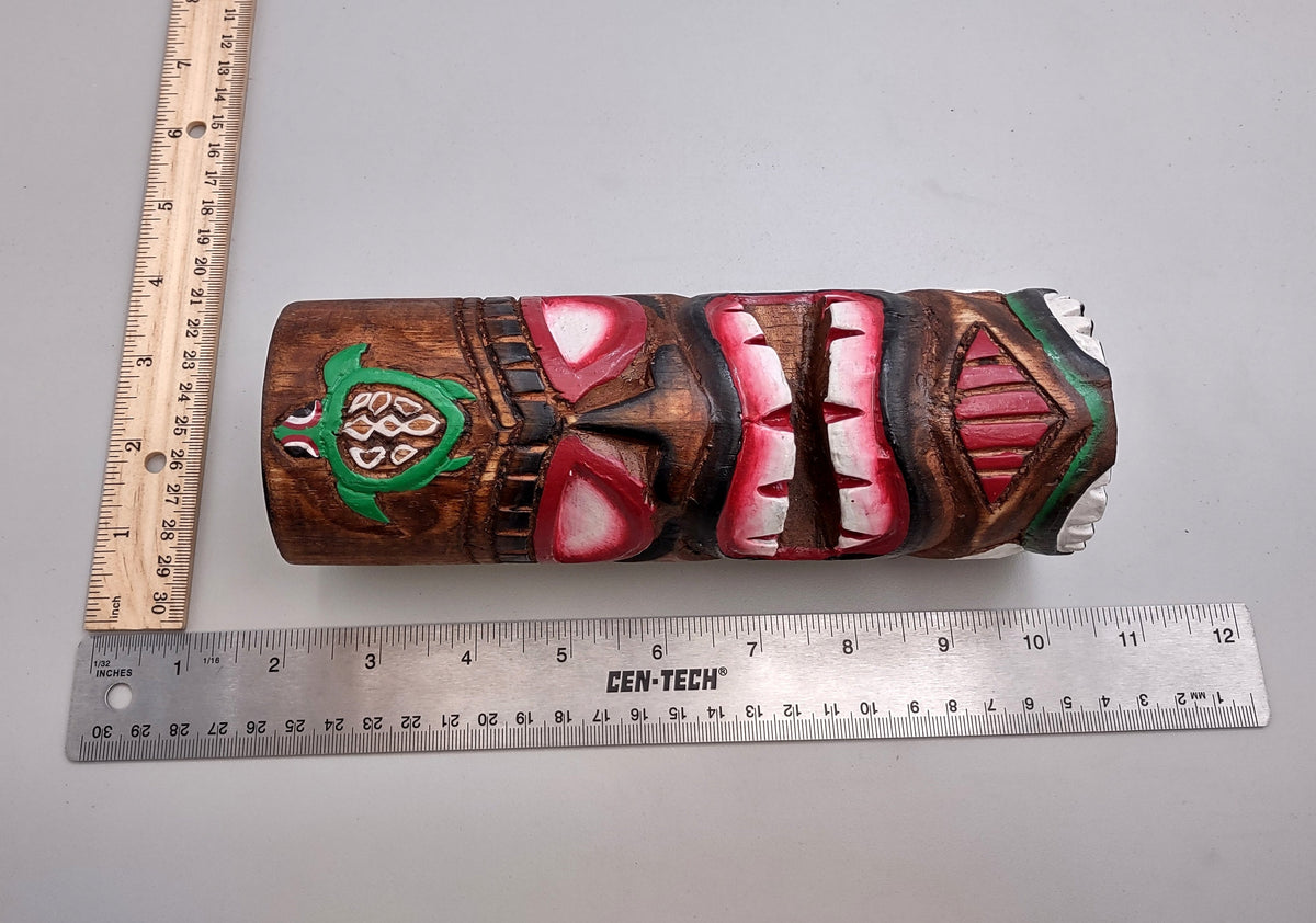 Tropical Tiki Face Totem Large Painted Turtle (1 pole approx. 8 inches tall) Painted Tiki Face Totem Pole for tiki island home decor!