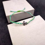 Sea Turtle Bracelet Braided Cord Teal Lime Green White (approx. 5-7+ inches AROUND) Aqua Green White String Sea Turtle Bracelet to gift!