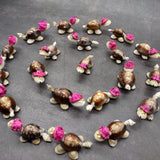 Cowrie Shell Sea Turtle Figurines Pink Hat (3 figures approx. 2+ inches) Cute Cowrie Seashell Sea Turtles for gifts decor & display!