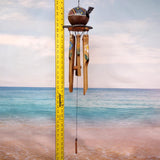 Painted Coconut Sea Turtle Bamboo Windchime Blue Dot (1 chime approx. 30 x 5 inches) Hanging Painted Sea Turtle Chime for patio decor!
