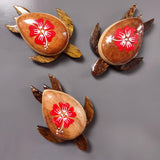 Wooden Sea Turtle Magnet Red Hibiscus Flower (1 magnet approx. 2+ inches) Wood Sea Turtle Magnet gift for fridges cabinets doors!