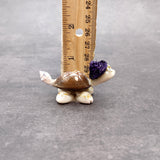 Cowrie Shell Sea Turtle Figurines Purple Hat (3 figures approx. 2+ inches) Cute Cowrie Seashell Sea Turtles for gifts decor & display!