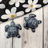 Sea Turtle Salt Pepper Shaker Set Dark Blue White (1 shaker set approx. 3 inches) Blue Sea Turtle Spice Shaker Set for kitchen or table!