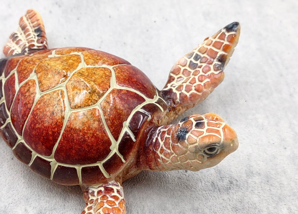 Brown Sea Turtle Figurine Painted Resin (1 turtle approx. 4 inches long) Brown Painted Resin Sea Turtle Figure for coastal home décor!