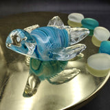 Aqua Blue Swirl Glass Sea Turtle Figurine (1 figure approx. 4.5 inches long) Aqua Blue Glass Sea Turtle for coastal home decor & collecting!