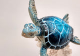 Blue Sea Turtle Figurine on Coral Painted Resin (1 turtle approx. 5+ inches) Blue Painted Resin Turtle on Coral for coastal home décor!